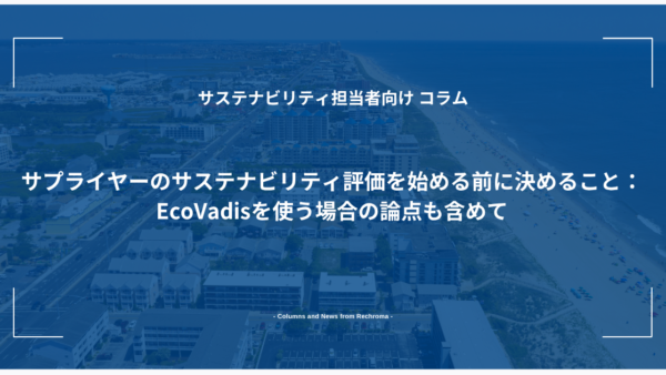 サプライヤーのサステナビリティ評価を始める前に決めること：EcoVadisを使う場合の論点も含めて