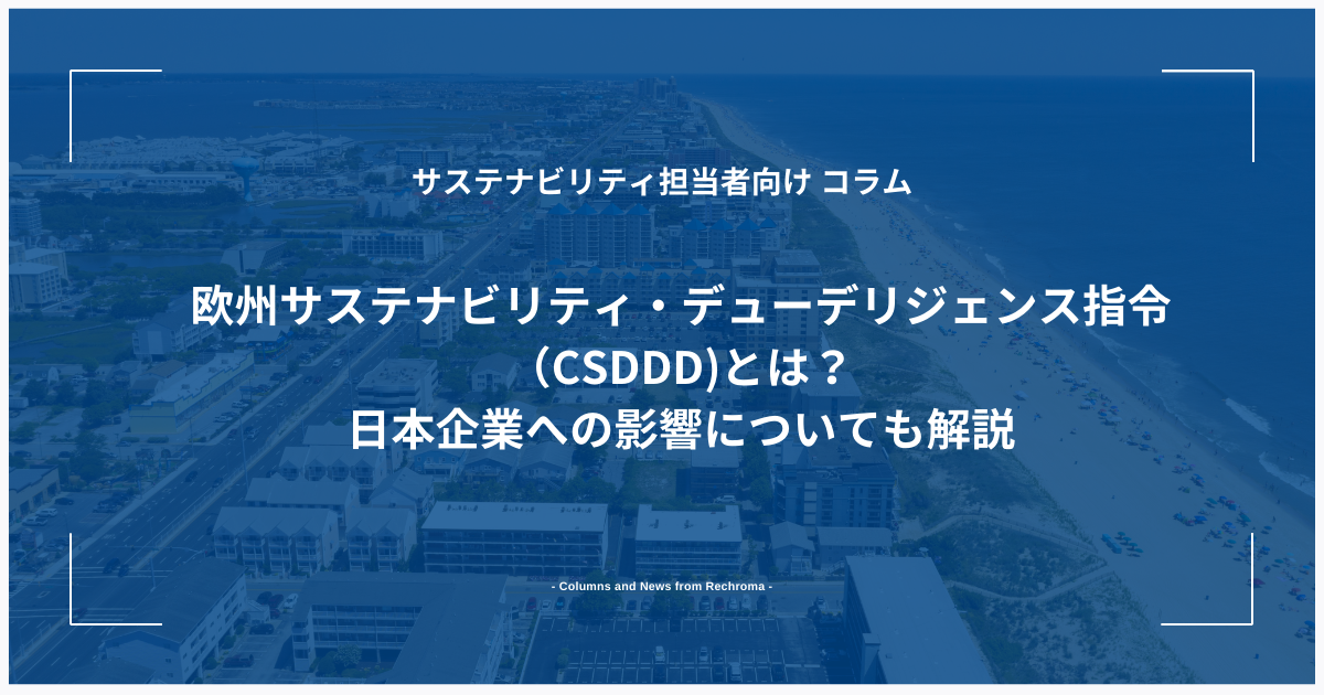 欧州サステナビリティ・デューデリジェンス指令（CSDDD)とは？日本企業への影響についても解説