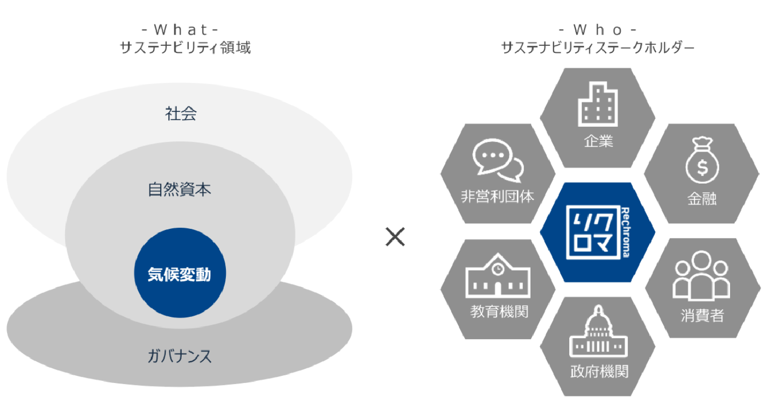 - What - サステナビリティ領域 ／  - Who - サステナビリティステークホルダー